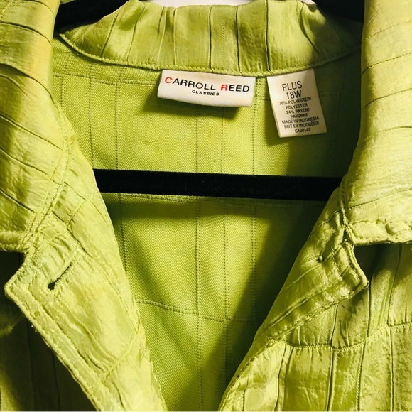 Plus 18 W Carroll Reed Classics Lime Green Satin Unlined Jacket/Over Blouse - Picture 3 of 7
